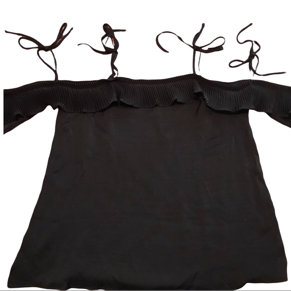 Free People Shoulder Tie Pleated Ruffle Blouse S NWT